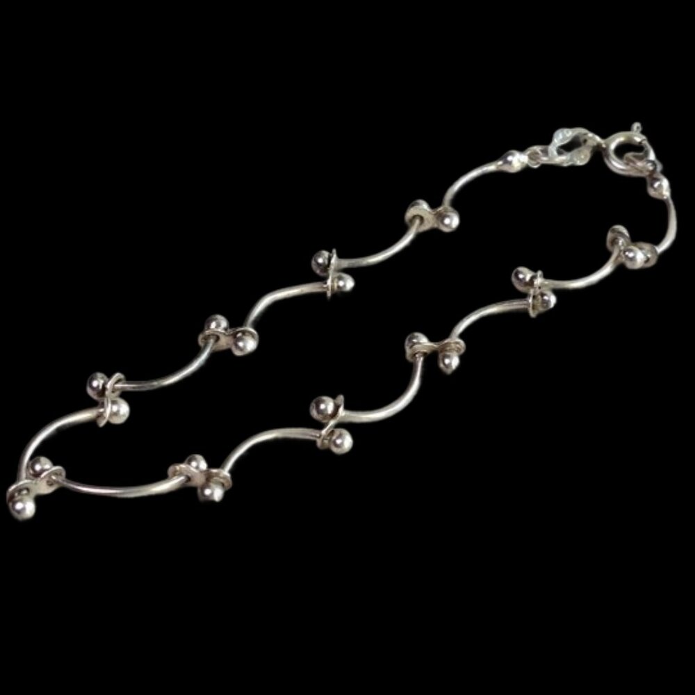 Novica Fair Trade Sterling Silver Hand Crafted Bracelet /Anklet - Natural Flow